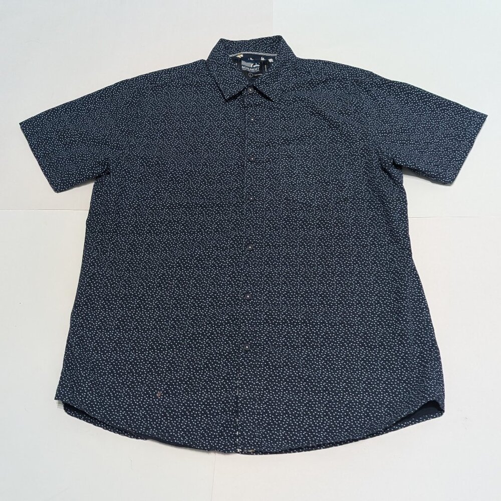 Monument Men's Short Sleeve Button Front Blue/White Shirt, Size L